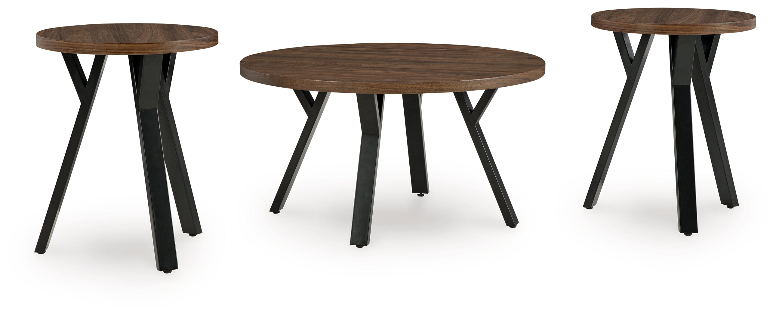 3 Brothers Decor - Ashley Furniture - Elbrynn Table (Set of 3) - Occasional Table Set (3/CN) / Brown/Black - T153-13