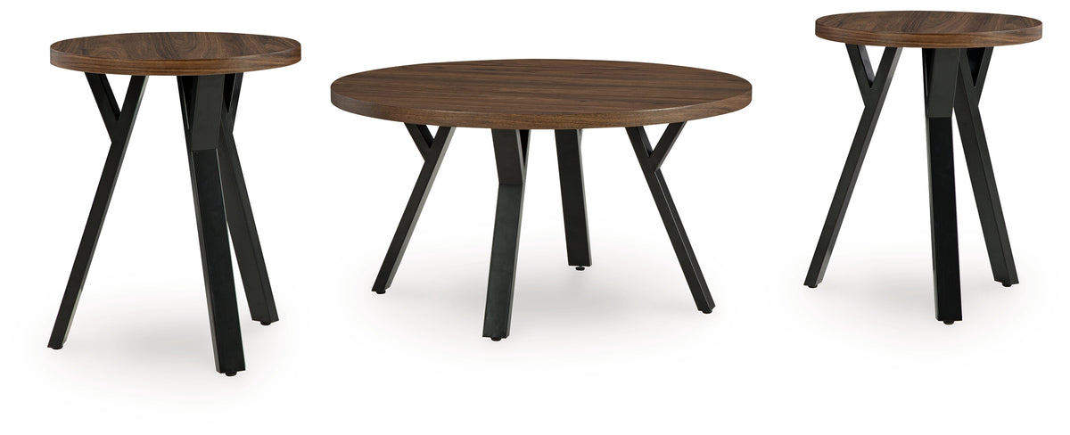 3 Brothers Decor - Ashley Furniture - Elbrynn Table (Set of 3) - Occasional Table Set (3/CN) / Brown/Black - T153-13
