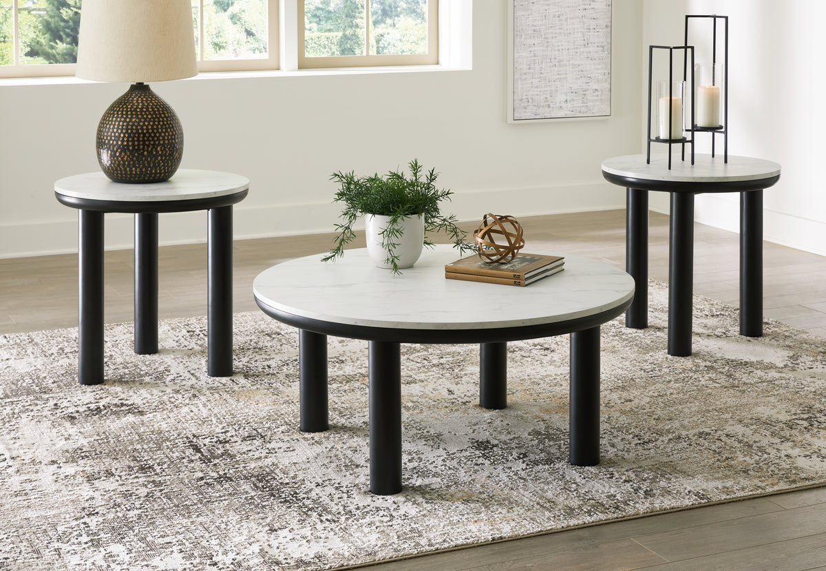 3 Brothers Decor - Ashley Furniture - Xandrum Table (Set of 3) - Occasional Table Set (3/CN) / Black/White - T159-13