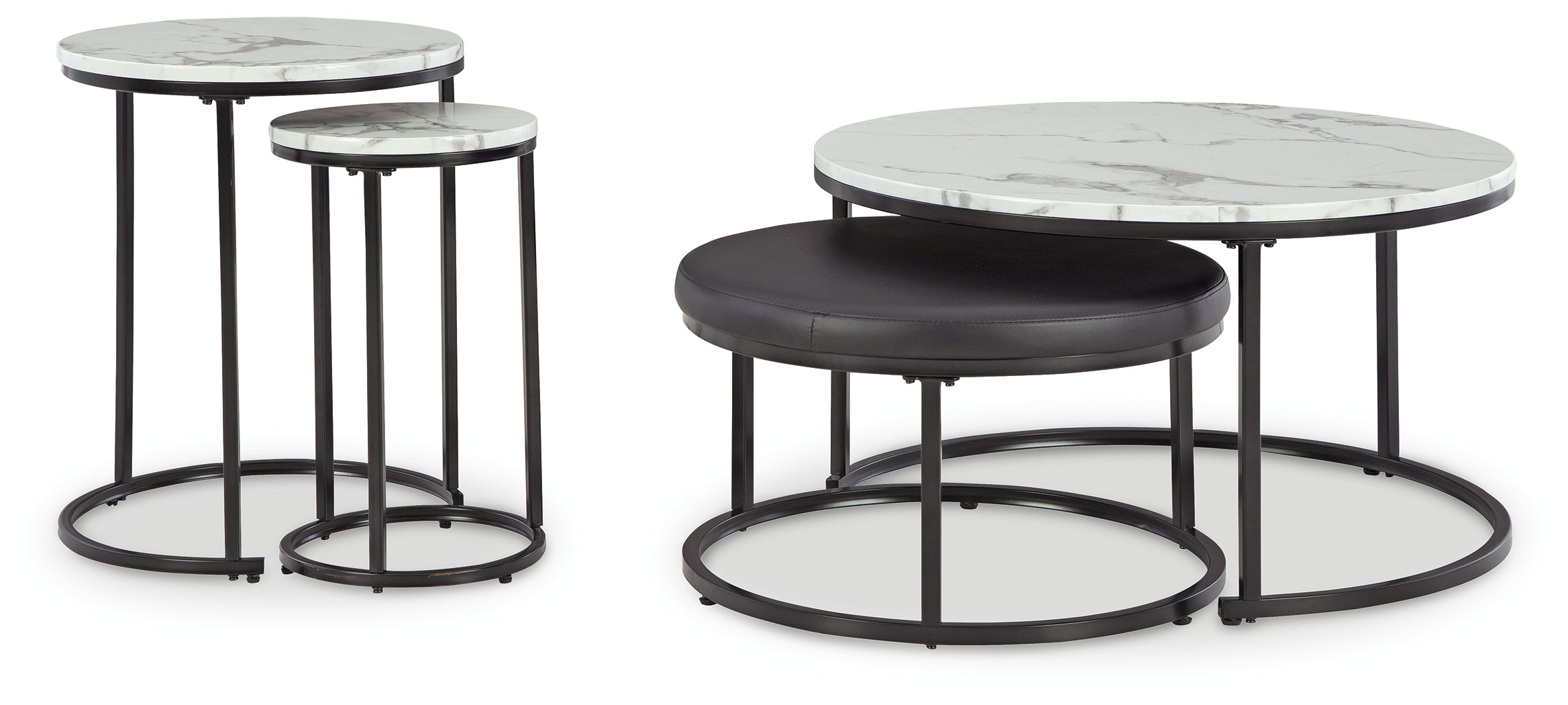 3 Brothers Decor - Ashley Furniture - Jusmour Table (Set of 4) - Occasional Nesting TBL (4/CN) / Black/White - T161-14