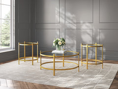 3 Brothers Decor - Ashley Furniture - Pearlox Table (Set of 3) - Occasional Table Set (3/CN) / Gold - T173-13