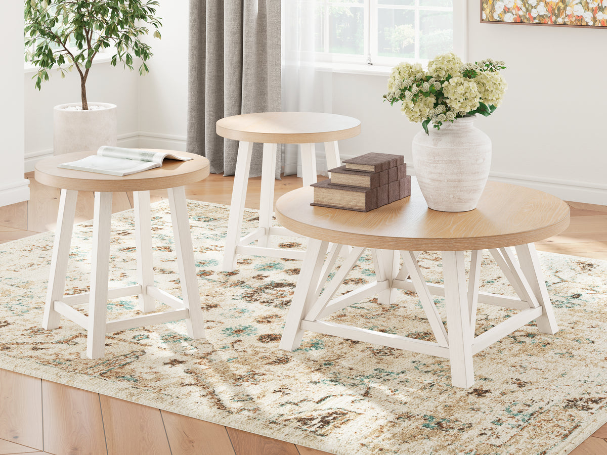3 Brothers Decor - Ashley Furniture - Fawndell Table (Set of 3) - Occasional Table Set (3/CN) / Antique White/Brown - T193-13