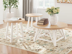 3 Brothers Decor - Ashley Furniture - Fawndell Table (Set of 3) - Occasional Table Set (3/CN) / Antique White/Brown - T193-13