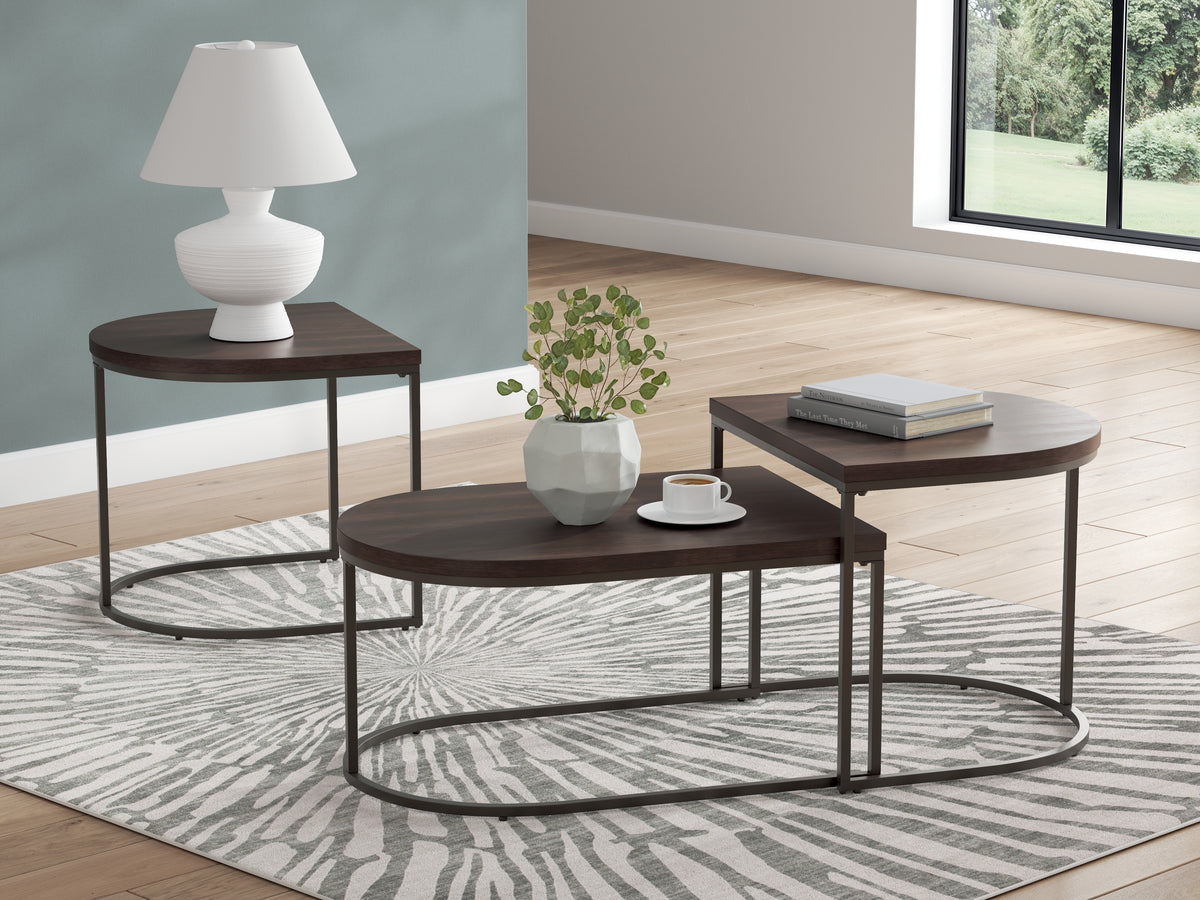 3 Brothers Decor - Ashley Furniture - Vanmore Table (Set of 3) - Occasional Table Set (3/CN) / Dark Brown - T199-13