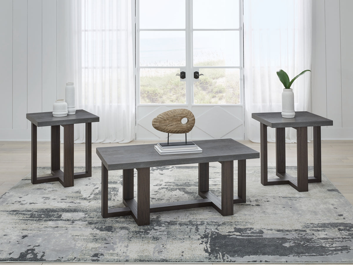 3 Brothers Decor - Ashley Furniture - Dynnford Table (Set of 3) - Occasional Table Set (3/CN) / Gray/Brown - T216-13