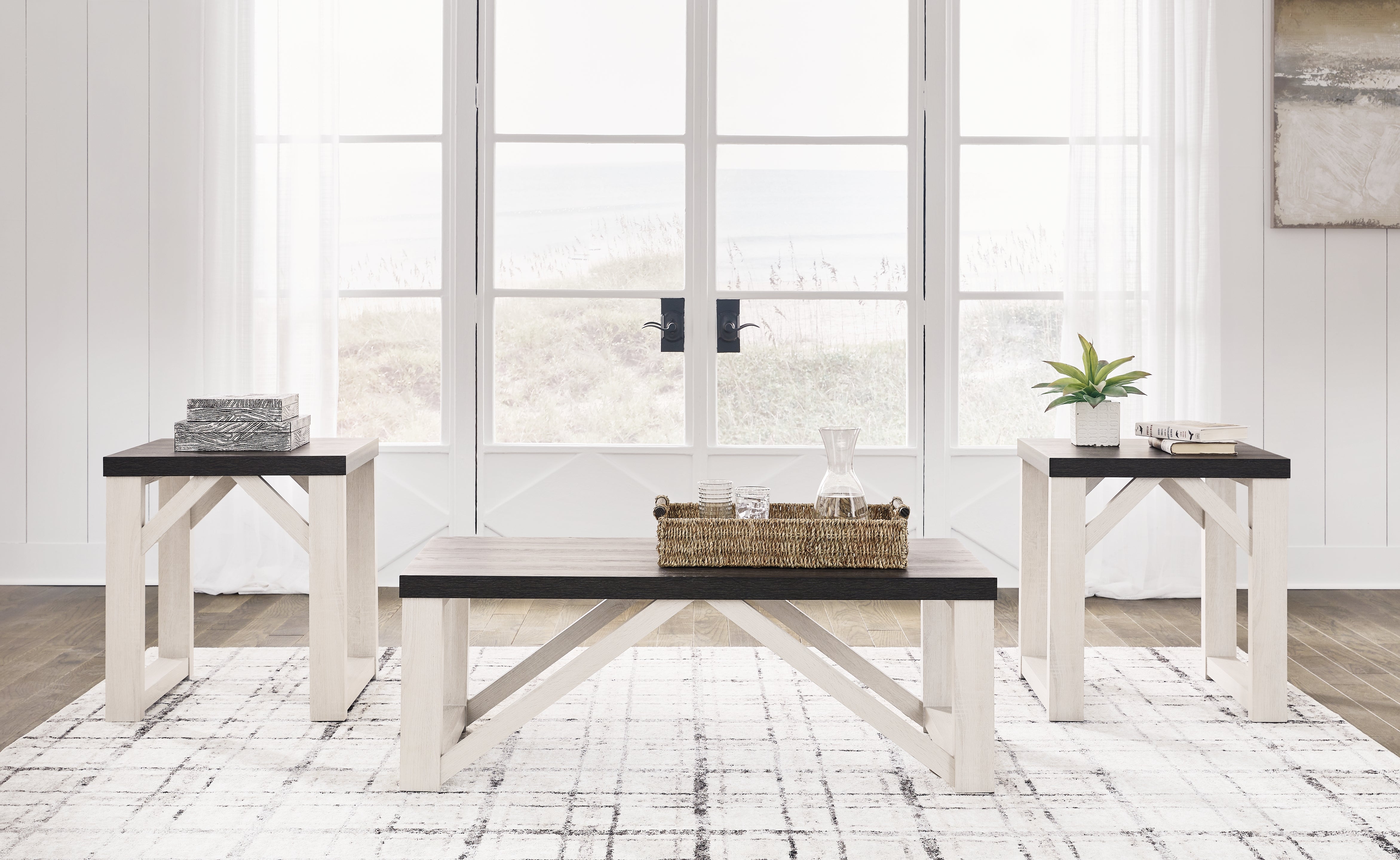 3 Brothers Decor - Ashley Furniture - Dorrinson Table (Set of 3) - Occasional Table Set (3/CN) / Antique White - T236-13