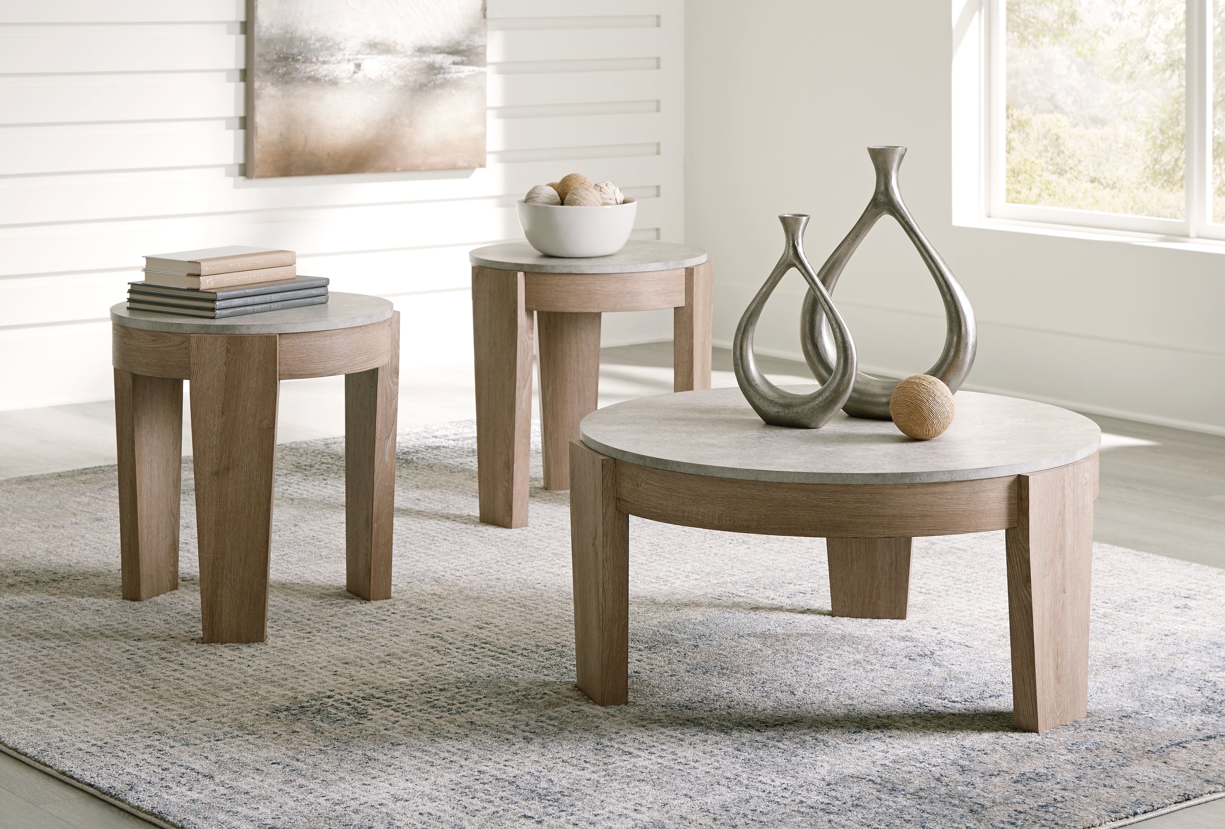 3 Brothers Decor - Ashley Furniture - Guystone Table (Set of 3) - Occasional Table Set (3/CN) / Light Brown - T237-13