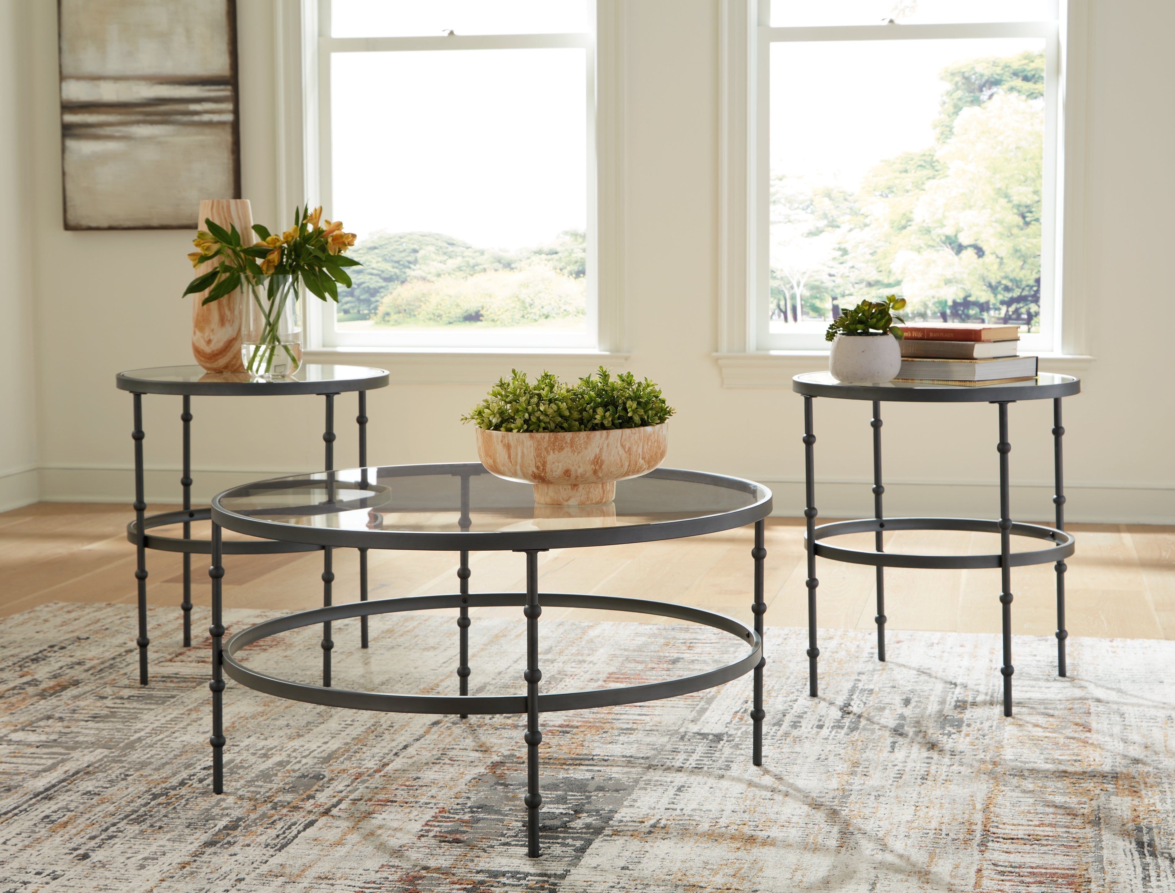3 Brothers Decor - Ashley Furniture - Kellyco Table (Set of 3) - Occasional Table Set (3/CN) / Gunmetal - T246-13