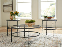 3 Brothers Decor - Ashley Furniture - Kellyco Table (Set of 3) - Occasional Table Set (3/CN) / Gunmetal - T246-13