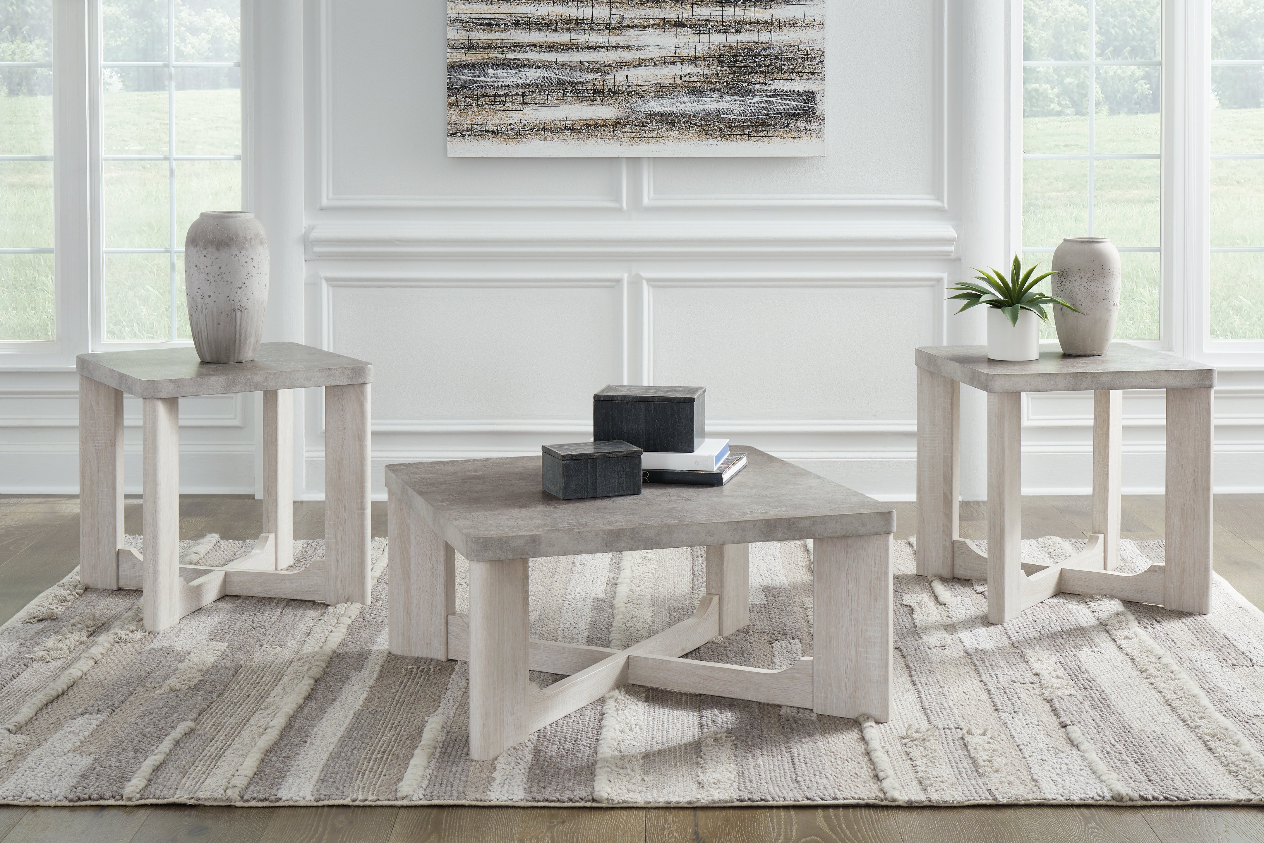 3 Brothers Decor - Ashley Furniture - Garnilly Table (Set of 3) - Occasional Table Set (3/CN) / Whitewash - T247-13