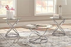 3 Brothers Decor - Ashley Furniture - Hollynyx Table (Set of 3) - Occasional Table Set (3/CN) / Chrome Finish - T270-13