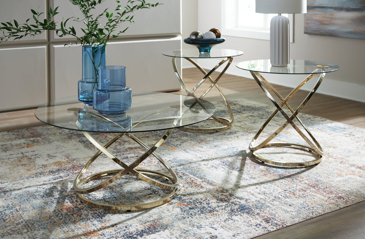 3 Brothers Decor - Ashley Furniture - Crimonti Table (Set of 3) - Occasional Table Set (3/CN) / Champagne - T273-13