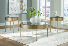 3 Brothers Decor - Ashley Furniture - Jettaya Table (Set of 3) - Occasional Table Set (3/CN) / Brushed Brass - T285-13