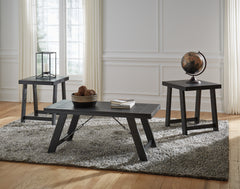 3 Brothers Decor - Ashley Furniture - Noorbrook Table (Set of 3) - Occasional Table Set (3/CN) / Black/Pewter - T351-13