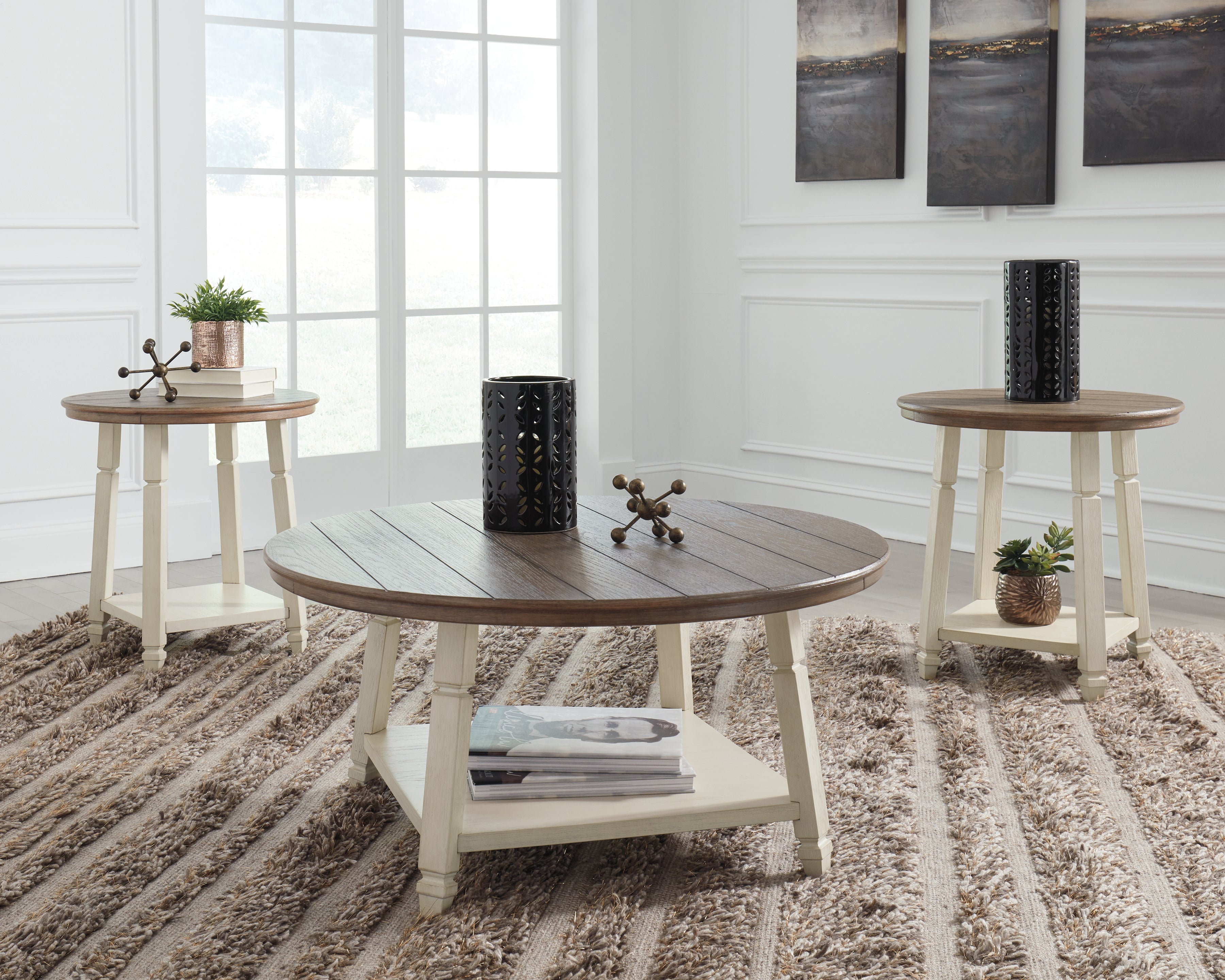 3 Brothers Decor - Ashley Furniture - Bolanbrook Table (Set of 3) - Occasional Table Set (3/CN) / Two-tone - T377-13