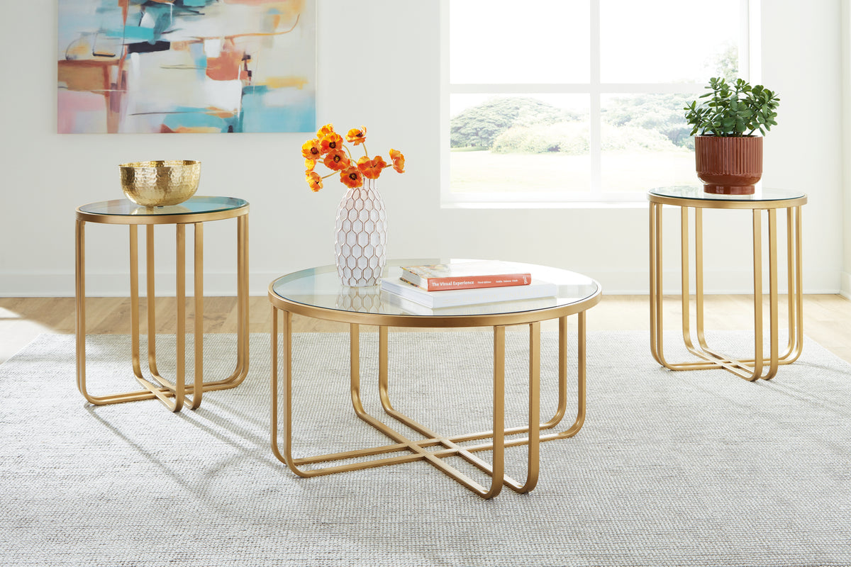 3 Brothers Decor - Ashley Furniture - Milloton Table (Set of 3) - Occasional Table Set (3/CN) / Gold - T398-13