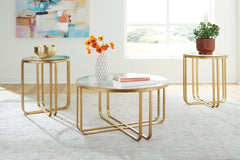3 Brothers Decor - Ashley Furniture - Milloton Table (Set of 3) - Occasional Table Set (3/CN) / Gold - T398-13