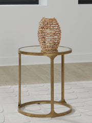 3 Brothers Decor - Ashley Furniture - Korajane End Table - Round End Table / Antique Gold - T399-6