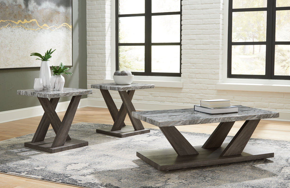 3 Brothers Decor - Ashley Furniture - Bensonale Table (Set of 3) - Occasional Table Set (3/CN) / Brown/Gray - T400-13
