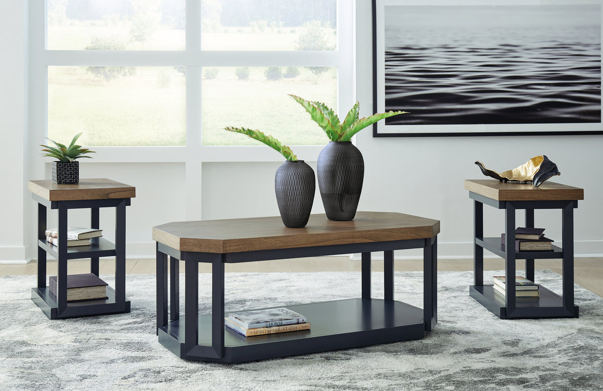 3 Brothers Decor - Ashley Furniture - Landocken Table (Set of 3) - Occasional Table Set (3/CN) / Brown/Blue - T402-13
