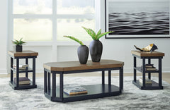 3 Brothers Decor - Ashley Furniture - Landocken Table (Set of 3) - Occasional Table Set (3/CN) / Brown/Blue - T402-13