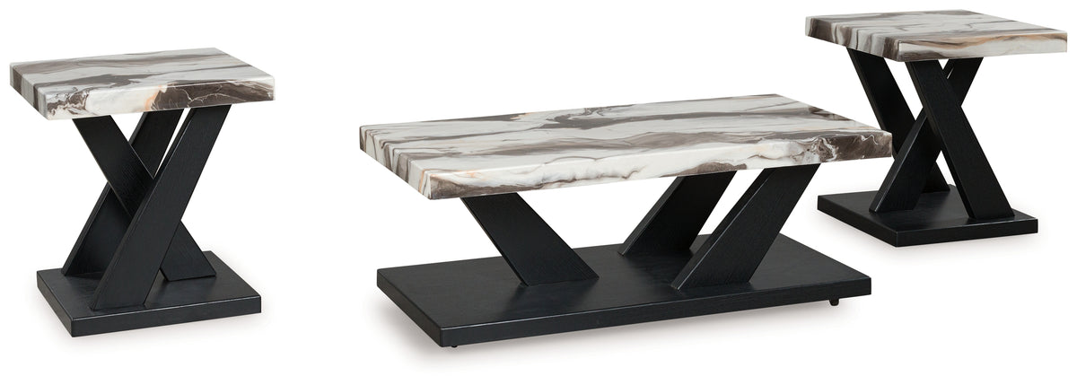 3 Brothers Decor - Ashley Furniture - Cendill Table (Set of 3) - Occasional Table Set (3/CN) / Dark Brown/White/Black - T403-13