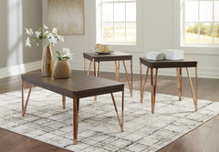 3 Brothers Decor - Ashley Furniture - Bandyn Table (Set of 3) - Occasional Table Set (3/CN) / Brown/Champagne - T404-13