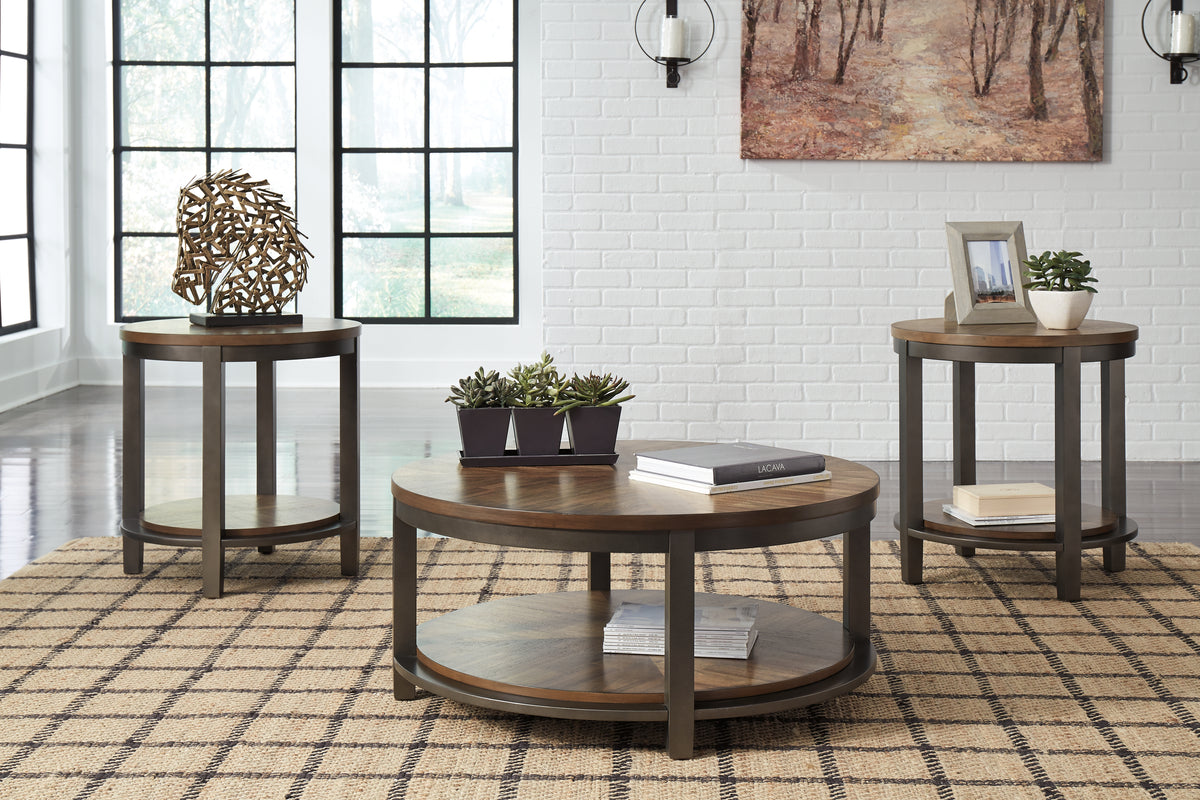 3 Brothers Decor - Ashley Furniture - Roybeck Table (Set of 3) - Occasional Table Set (3/CN) / Light Brown/Bronze - T411-13