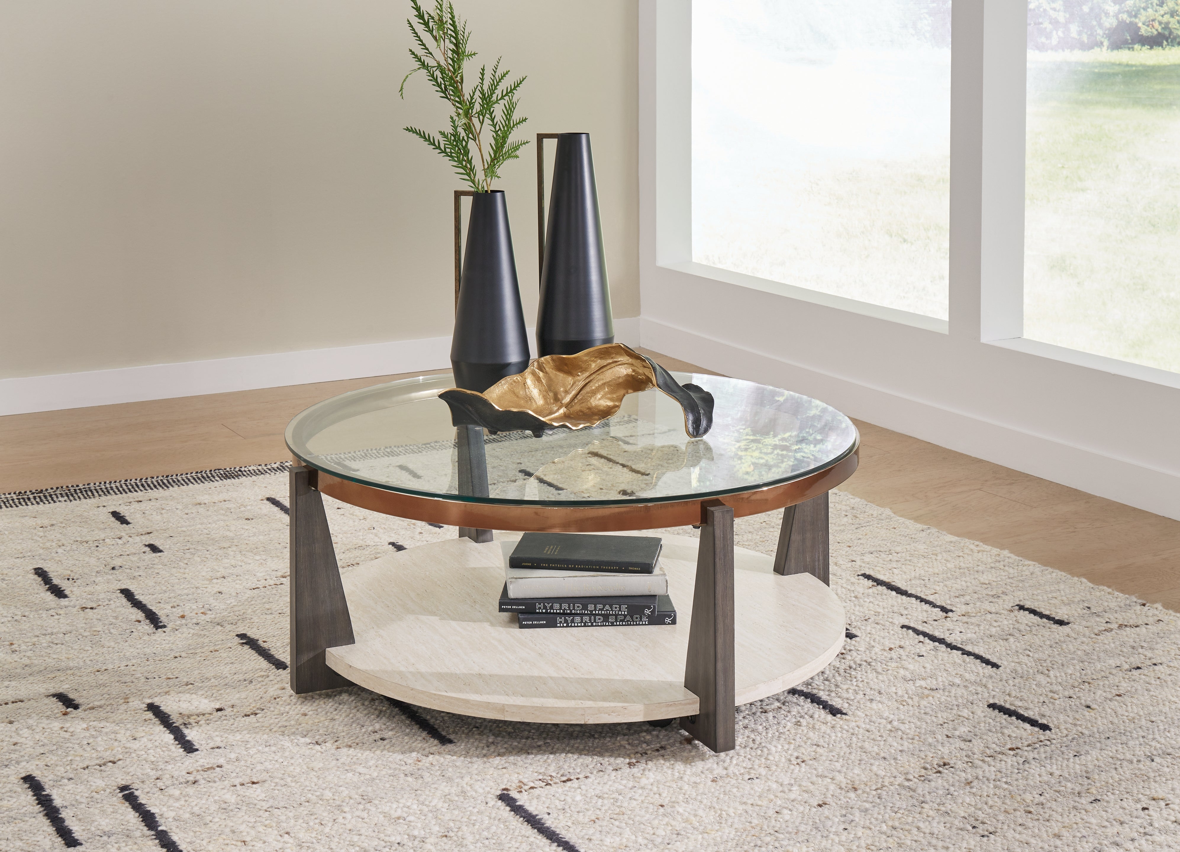 3 Brothers Decor - Ashley Furniture - Frazwa Coffee Table - Round Cocktail Table / Multi - T432-8