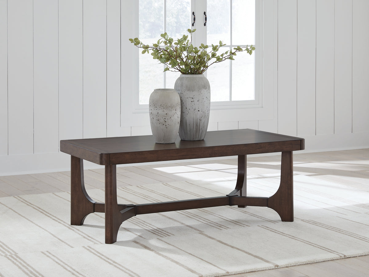 3 Brothers Decor - Ashley Furniture - Korestone Coffee Table - Rectangular Cocktail Table / Dark Brown - T438-1