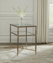 3 Brothers Decor - Ashley Furniture - Cloverty End Table - Rectangular End Table / Aged Gold Finish - T440-3