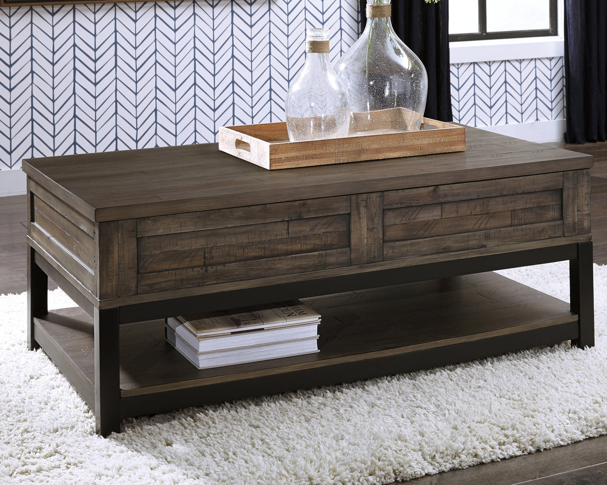 3 Brothers Decor - Ashley Furniture - Johurst Coffee Table with Lift Top - LIFT TOP COCKTAIL TABLE / Grayish Brown - T444-9