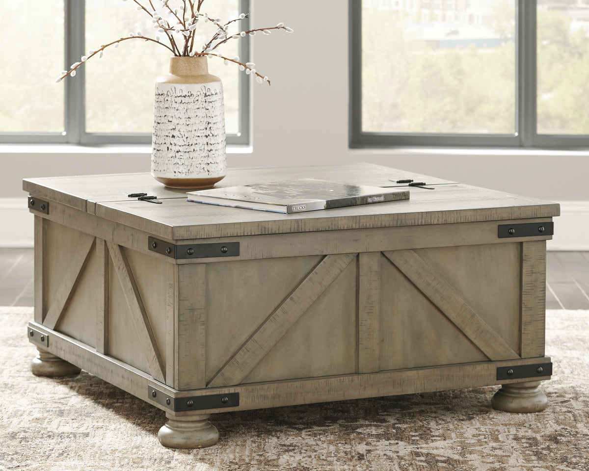 3 Brothers Decor - Ashley Furniture - Aldwin Coffee Table With Storage - Cocktail Table with Storage / Gray - T457-20