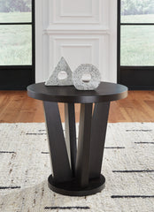 3 Brothers Decor - Ashley Furniture - Chasinfield End Table - Round End Table / Dark Brown - T458-6
