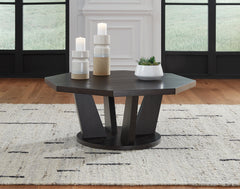 3 Brothers Decor - Ashley Furniture - Chasinfield Coffee Table - Octagon Cocktail Table / Dark Brown - T458-8