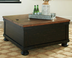 3 Brothers Decor - Ashley Furniture - Valebeck Coffee Table with Lift Top - Lift Top Cocktail Table / Black/Brown - T468-00