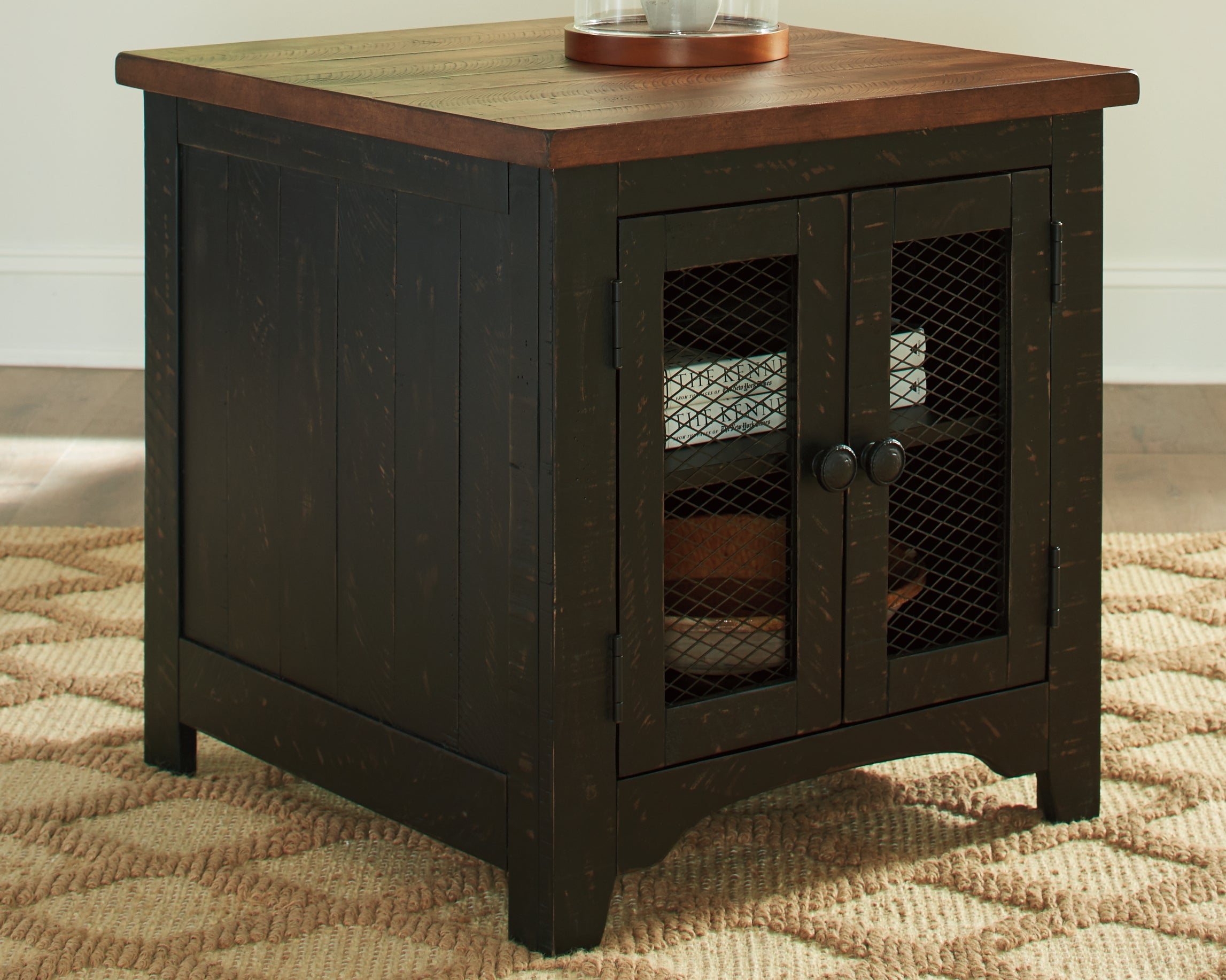 3 Brothers Decor - Ashley Furniture - Valebeck End Table - Rectangular End Table / Black/Brown - T468-3