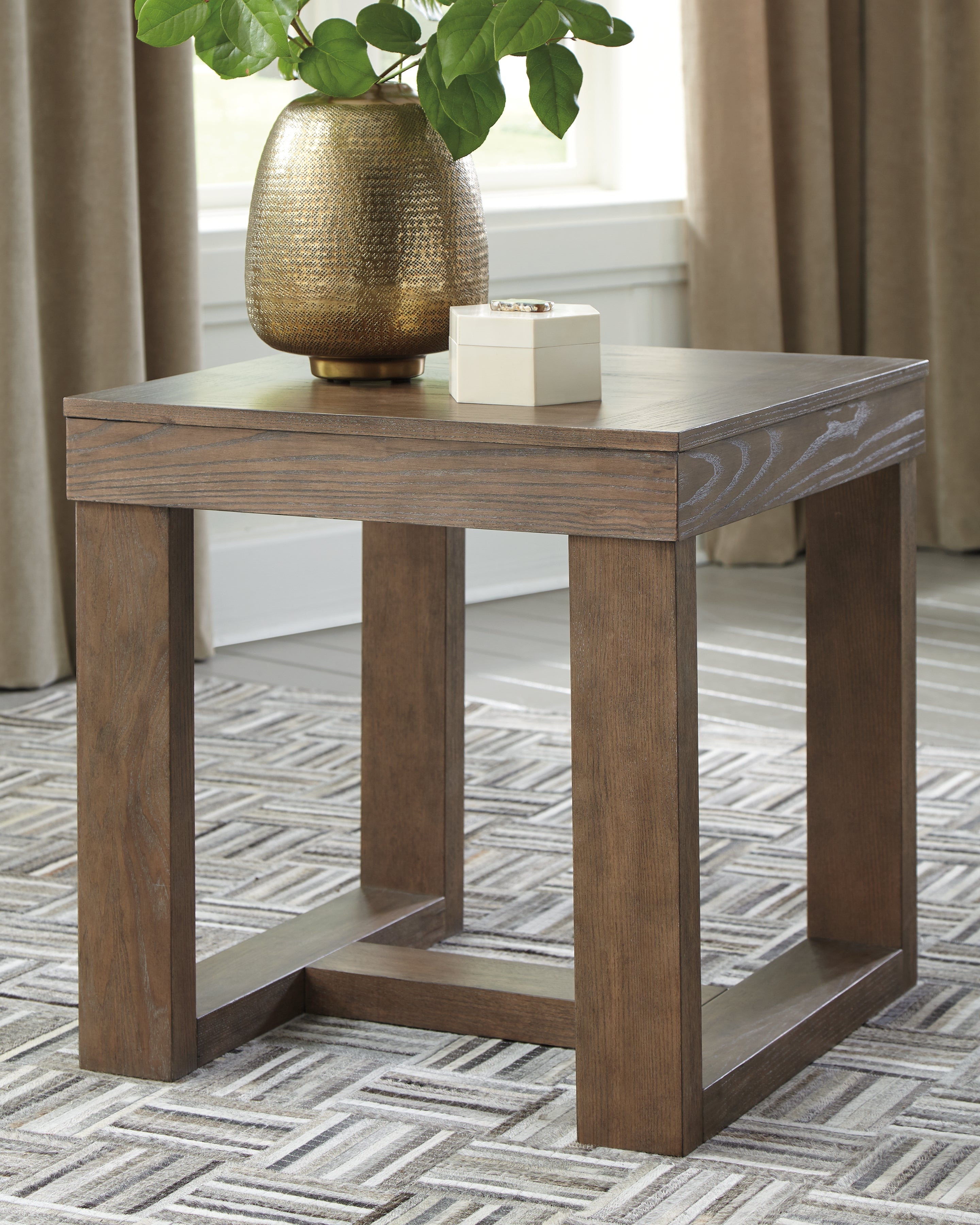 3 Brothers Decor - Ashley Furniture - Cariton End Table - Square End Table / Gray - T471-2