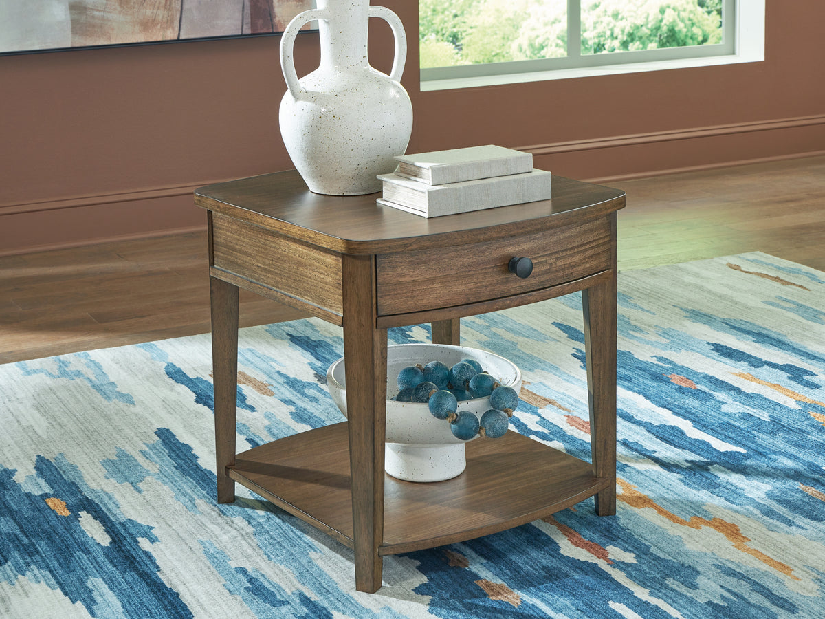 3 Brothers Decor - Ashley Furniture - Burkbyer End Table - Rectangular End Table / Brown - T513-3
