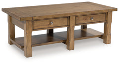 3 Brothers Decor - Ashley Furniture - Vandenmore Coffee Table - Rectangular Cocktail Table / Medium Brown - T539-1