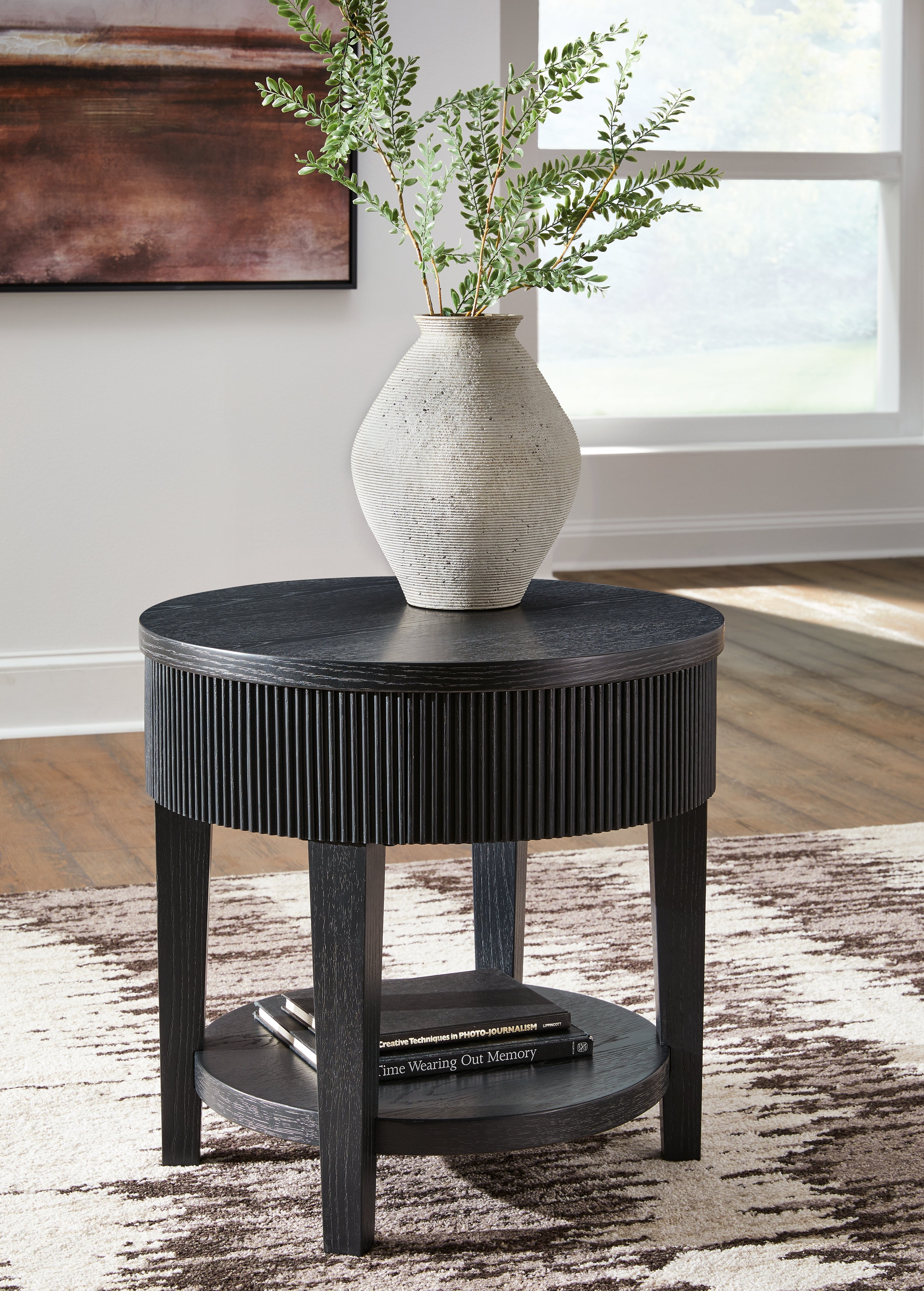 3 Brothers Decor - Ashley Furniture - Marstream End Table - Round End Table / Black - T551-6