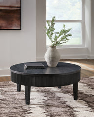3 Brothers Decor - Ashley Furniture - Marstream Coffee Table - Round Cocktail Table / Black - T551-8