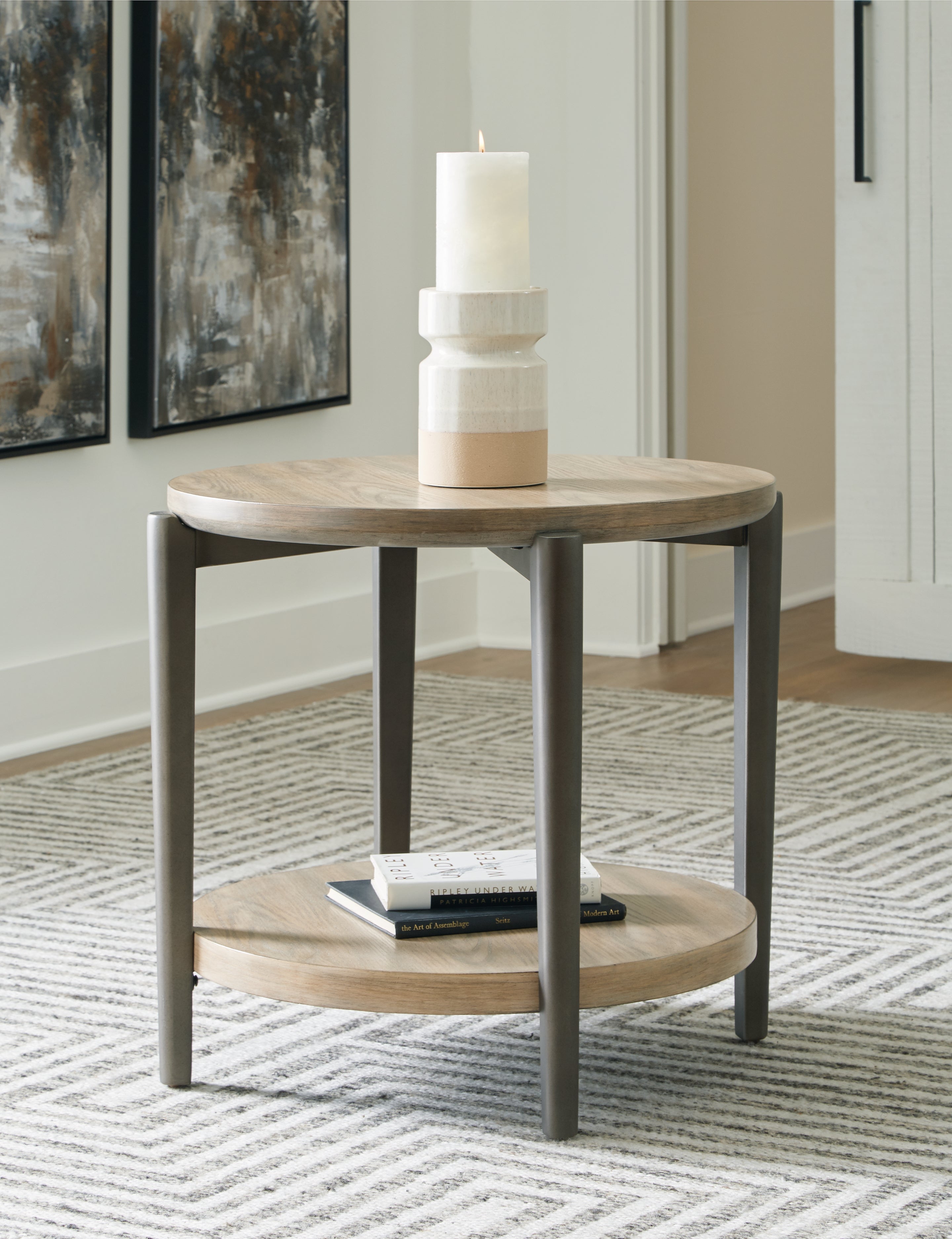 3 Brothers Decor - Ashley Furniture - Dyonton End Table - Round End Table / Light Grayish Brown - T574-6