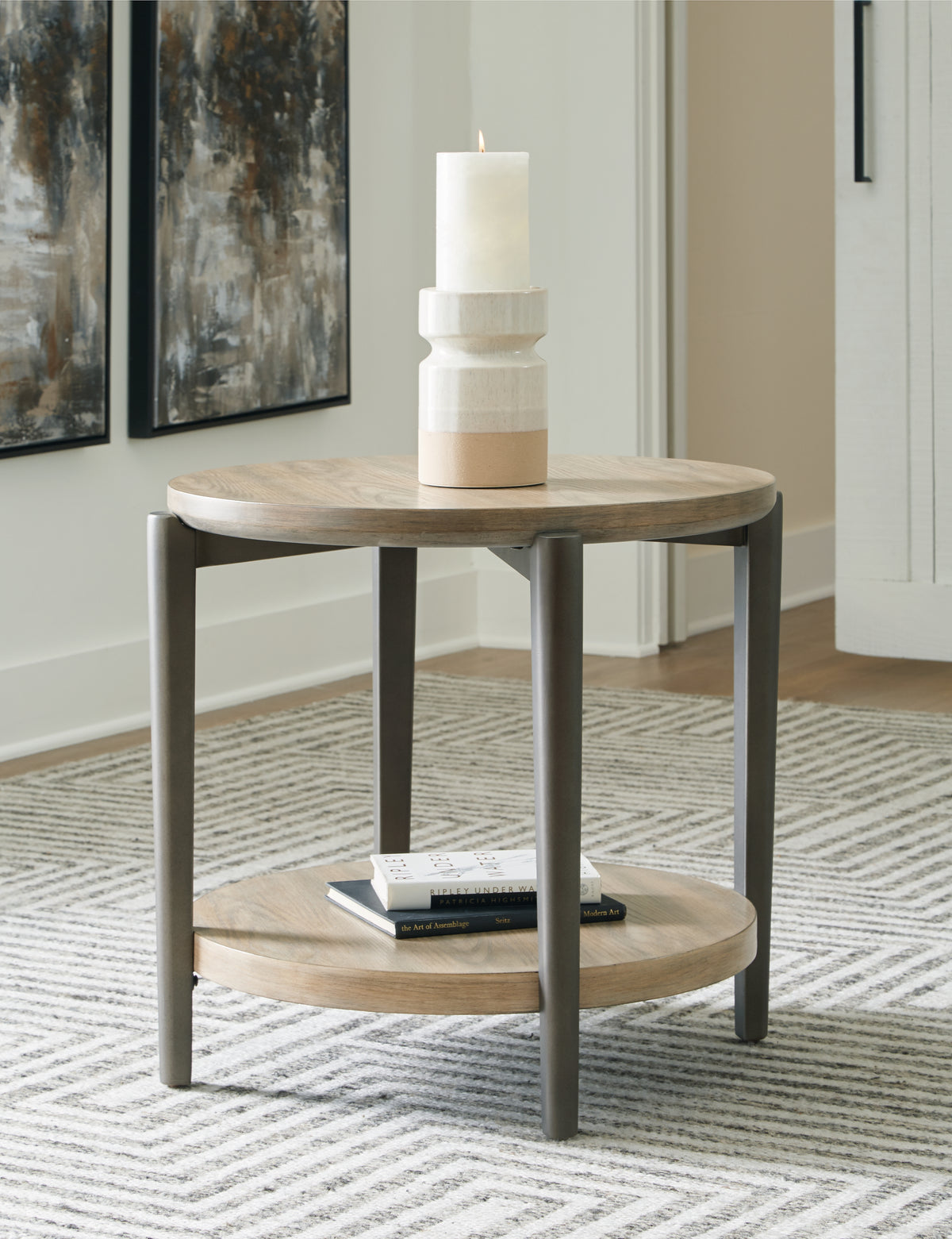 3 Brothers Decor - Ashley Furniture - Dyonton End Table - Round End Table / Light Grayish Brown - T574-6