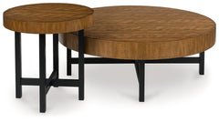 3 Brothers Decor - Ashley Furniture - Steenlage Table (Set of 2) - Occasional Table Set (Set of 2) / Brown/Black - T575-12