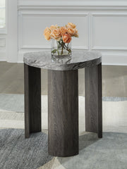 3 Brothers Decor - Ashley Furniture - Surmour End Table - Triangle End Table / Gray/Brown - T600-6