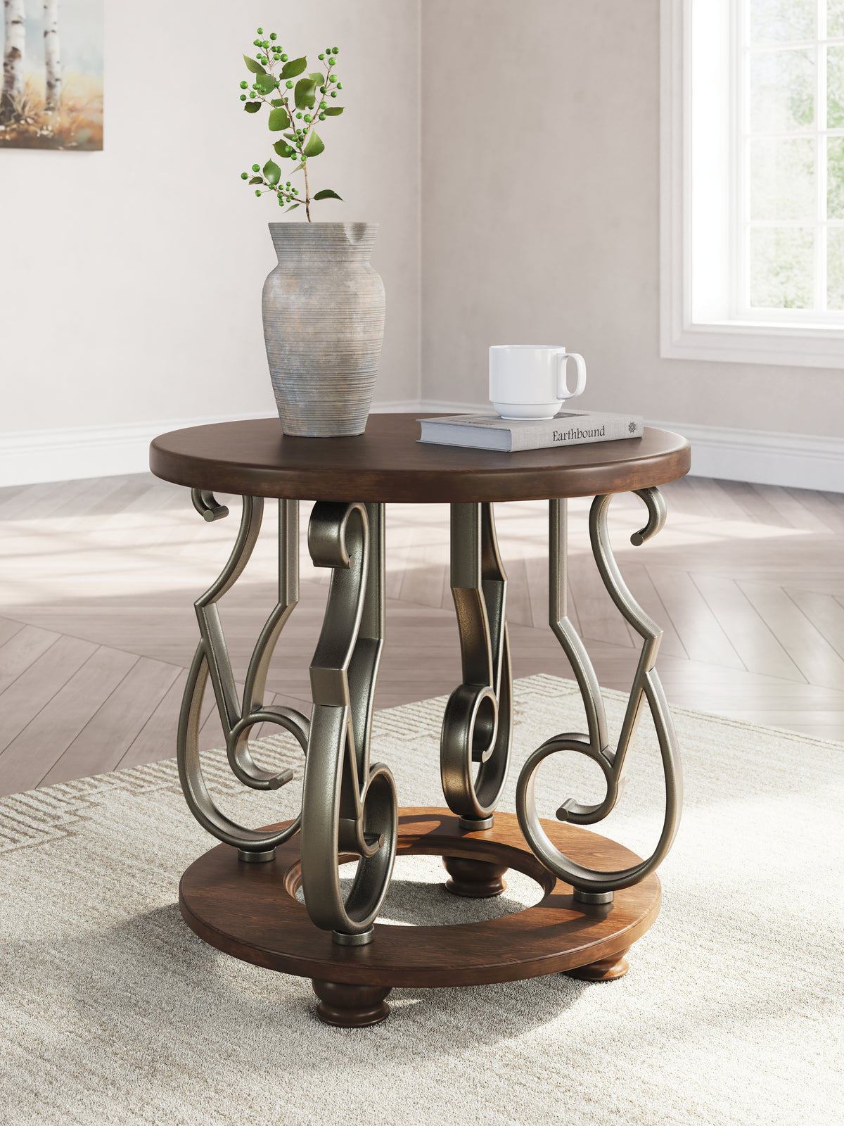 3 Brothers Decor - Ashley Furniture - Frallyn End Table - Round End Table / Dark Brown - T623-6