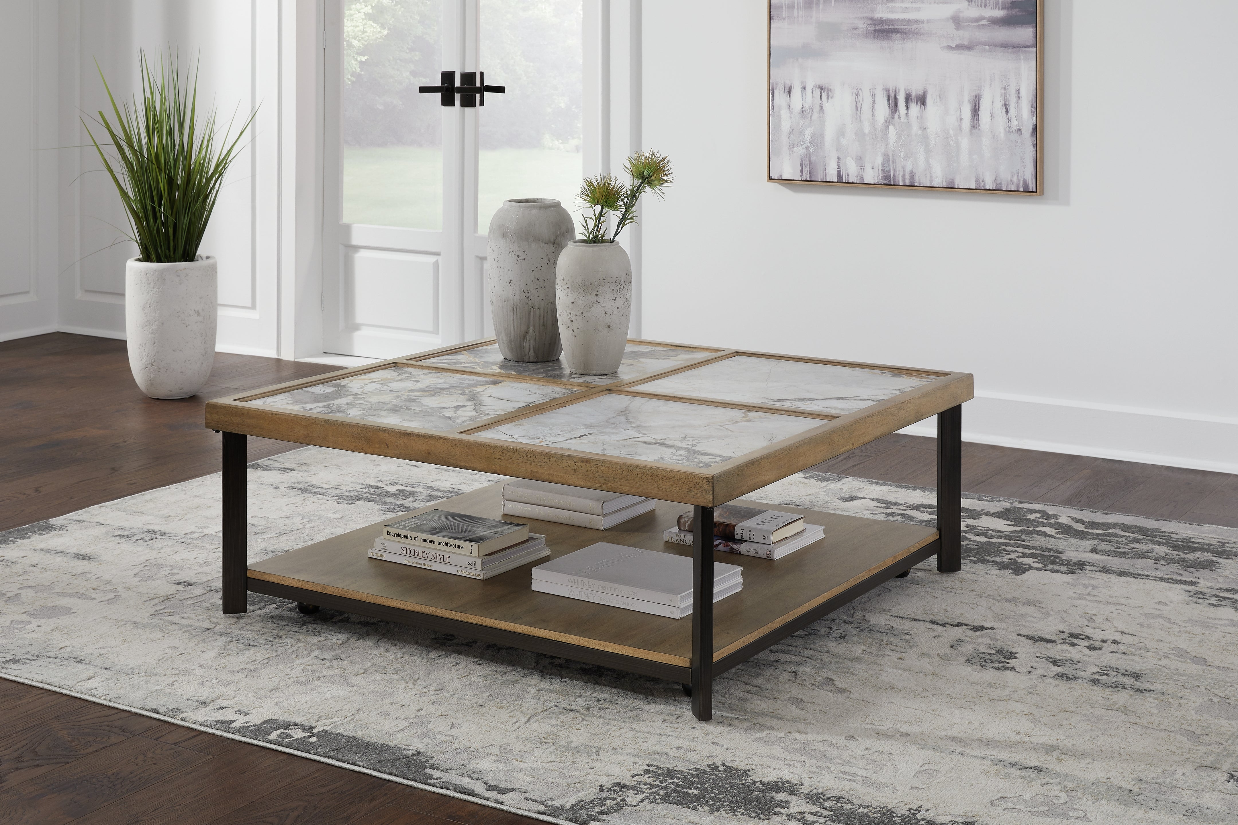 3 Brothers Decor - Ashley Furniture - Montia Coffee Table - Square Cocktail Table / Multi - T632-8
