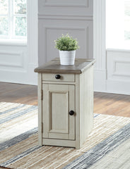 3 Brothers Decor - Ashley Furniture - Bolanburg Chairside End Table with USB Ports & Outlets - Chair Side End Table / Two-tone - T637-7