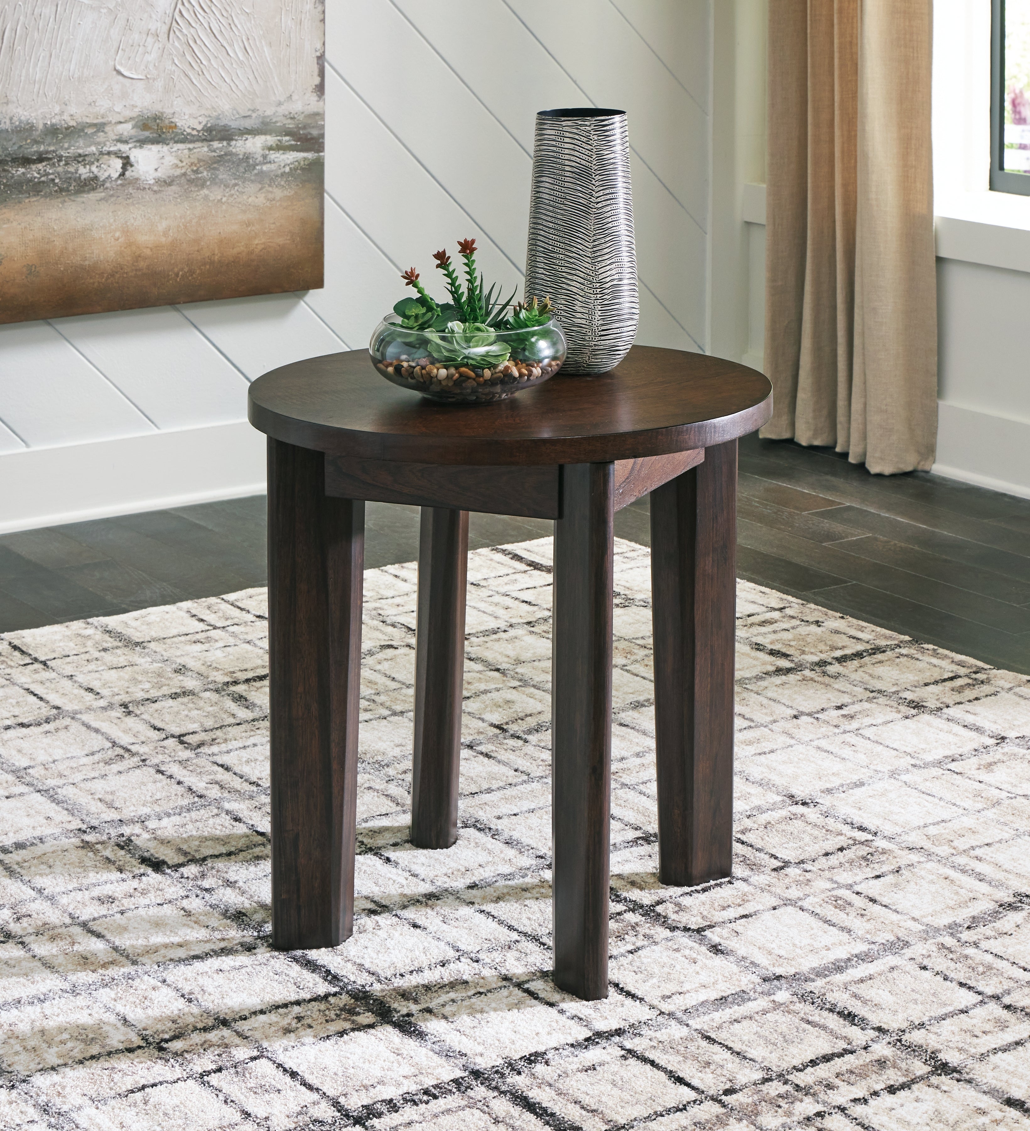 3 Brothers Decor - Ashley Furniture - Korestone 2 End Table - Round End Table / Dark Brown - T657-6
